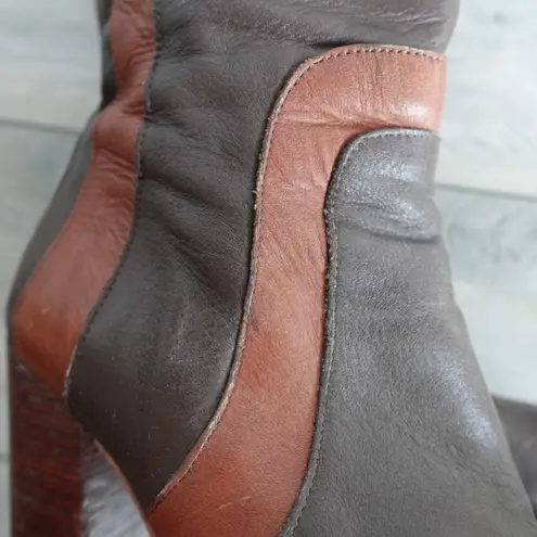 Red Or Dead Brown Tall Knee High Heeled Brown Leather Boots 39 Cobbled Together Size 8