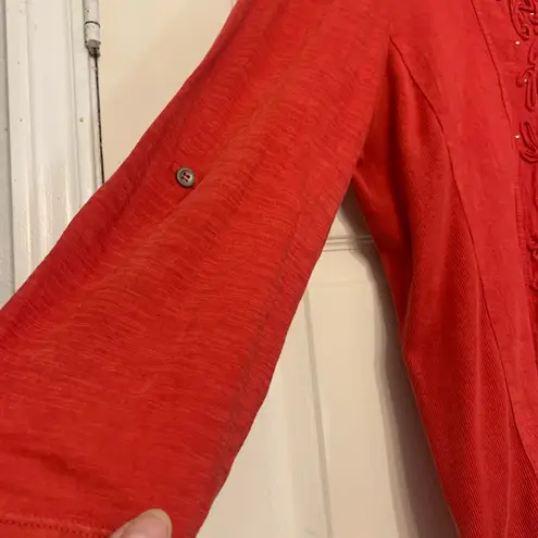 Reba Western Red Textured Studded Long Sleeve XL Blouse. 2525 Silver