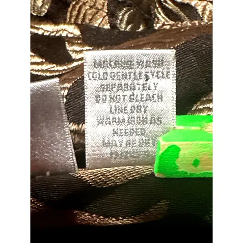 Chicos Size 2 Black Gold Silk Blend Floral Sheer Jacket Artwear Style City Style Brown