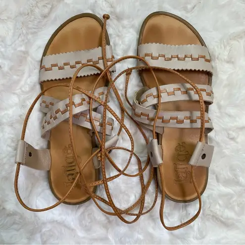 Latigo  Gem Tan Leather Wraparound Lace Up Flats Sandals Size 6