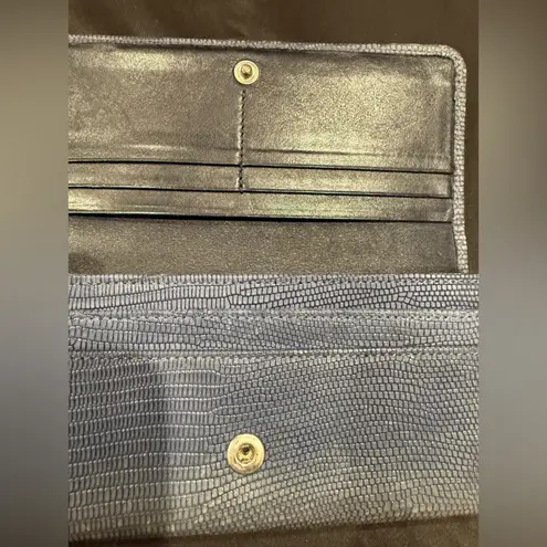 Jimmy Choo Long Wallet Silver Star-Studded with Rhinestones Blue Grey Leather