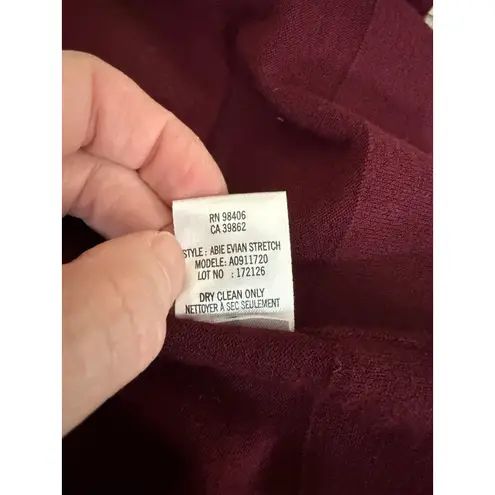 Theory  Women's Maroon Abie Evian Stretch Wool Blend Drape Cardigan Sweater Small - Image 5
