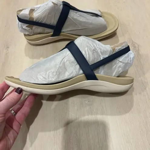 ABEO Oasis T Strap Sandals, Navy, 10 Neutral Blue