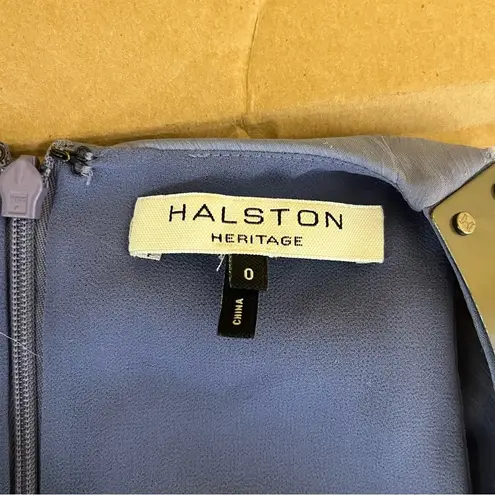 Halston Heritage Blue Chiffon Drape Midi Dress