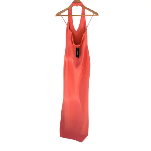 Likely NEW Rudina Gown Coral Halter Prom Dress Maxi Leg Slit V-Neck Orange 0
