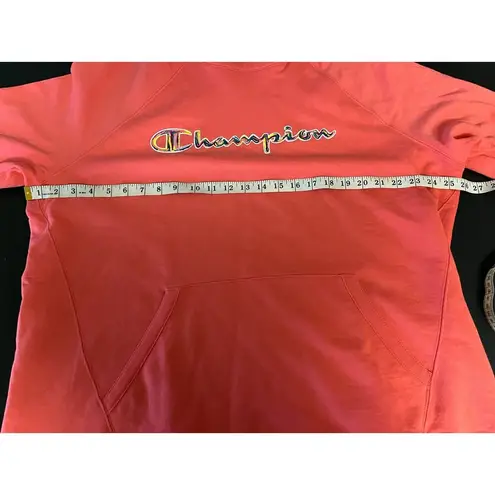 Champion Women's  hoodie, pink, cotton, fleece lined, XL, colorful logo casual