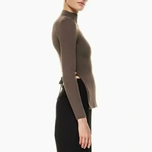 Babaton Aritzia Sculpt Knit Tie Back Long Sleeve Mock Neck Top Size 2XL