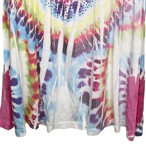 Vibrant Hot Choco ❥ Crystal Heart Butterfly Tunic Top Tee Shirt ❥ Tie Dye ❥ Med