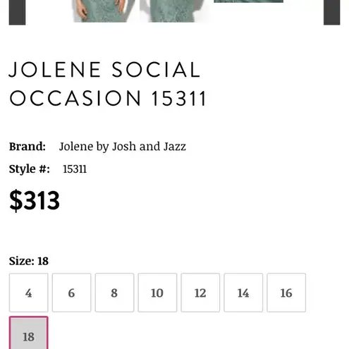 Jolene by Josh & Jazz Social Occasion 15311 Seafoam Green Sz 18 Mother of Bride