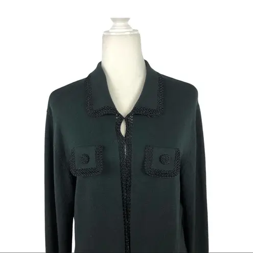 Etcetera Black Knit Silk/Cashmere blend Granny Cardigan with Crochet Trim XL - Image 14