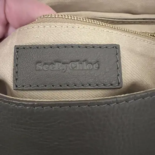 See By Chloe Mini Collins Crossbody Shoulder Handbag Purse Gray Leather Boho