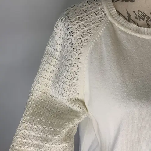 NYDJ short sleeve pointelle sweater white M