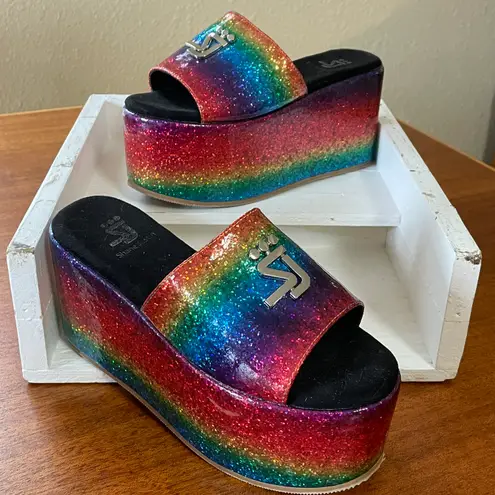 Shane Justin Rainbow Glitter Platform Sandals Shoes Euro Size 35 / US Size 5