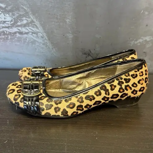 Bandolino Women's Ballet Flats 7.5 M Cheetah Print Buckle Y2K Coquette Office