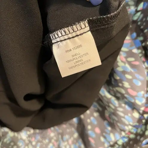 Q&A Smocked Ruffle Top Splatter Multi Print Career Blouse S