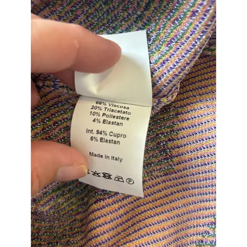 Etro Paisley Print Fringe Trim Top Italian Knitwear Bohemian Size 42 Purple Size XL