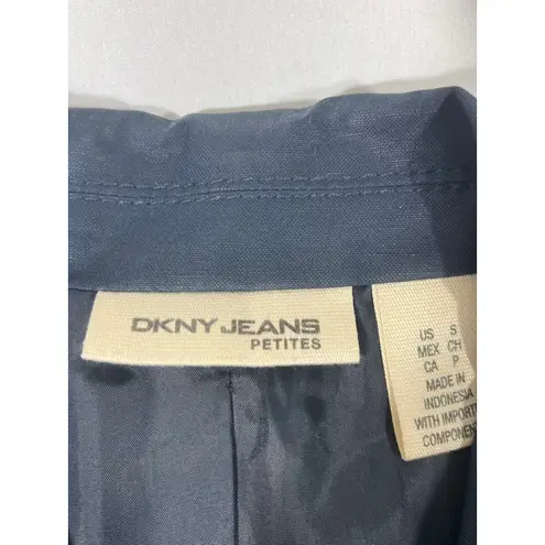 DKNY Jeans Petites Asymmetrical Zip Moto Crop Jacket Women's Navy Blue Sz