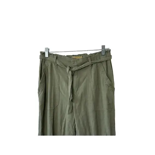 Democracy Olive Green High Rise Paper Bag Belted Jogger Pants Women's Size 8