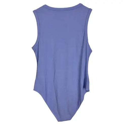 Kaileigh NEW Round Neck Periwinkle Ribbed Sleeveless Stretch Bodysuit Size LP