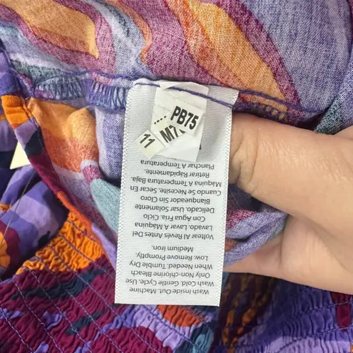 Terra & Sky Top 2X Purple Smocked Boho Bell Sleeve Dopamine Dressing Festival