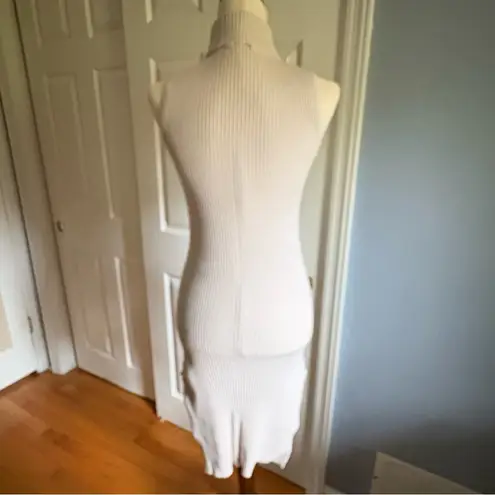 Magaschoni Ribbed Knit Mock Neck Tank Dress (XS/S) – Midi Slit Hem Stretch