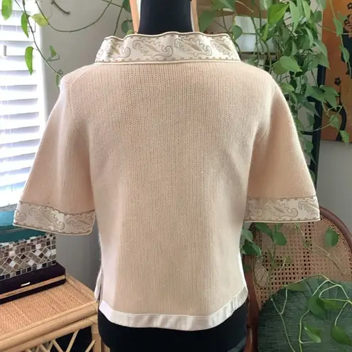 Vintage 50s/60s Robinson’s British Colony Cream Knit Cropped Hostess Sweater Size M