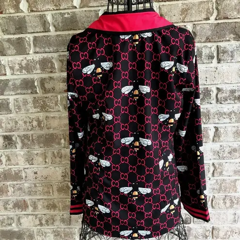 Vintage Diandian Didi Shirt Large Honey Bees Front Buttons Art to Wear Red Size undefined