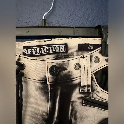 Affliction Women’s White & Black Raquel Womens Bleached Jeans Size 28