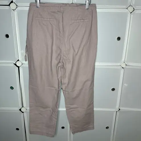 ASOS  Linen Blend Side Tie High Waist Crop Pants Size 6 - Image 4