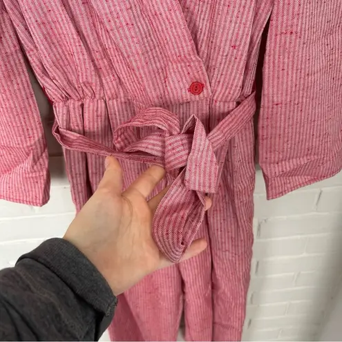 Vintage Scarlett Red Striped Shoulder Pad Jumpsuit