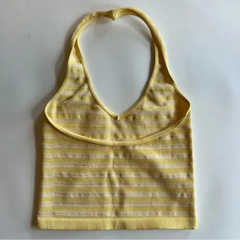 Full Tilt Yellow & White Striped Halter Tank Top Size Small