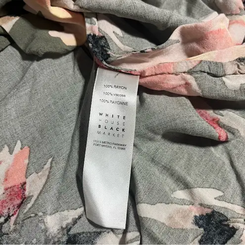 White House | Black Market  Green Pink Peach Floral Bell Sleeve Blouse Top