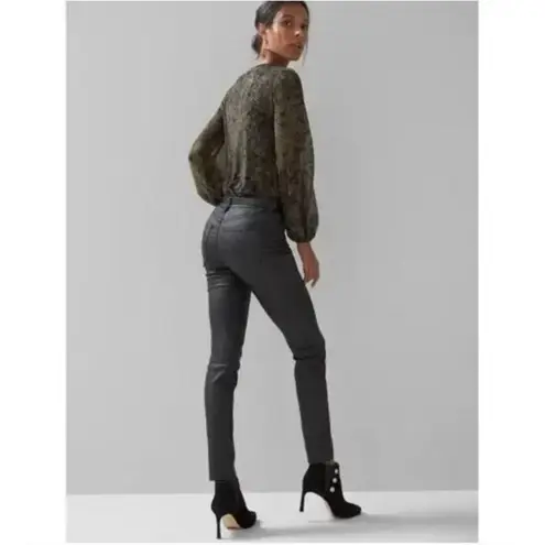 WHBM The Skinny Black Coated High Rise Jeans Size 6 Short