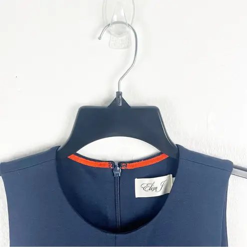 Eliza J Navy Orange Hem Colorblock Sleeveless Hidden Back Zipper Dress Size 4