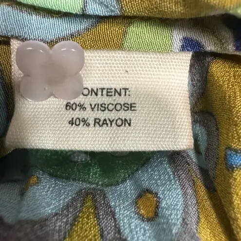 Celia B Floral Print Long Sleeve Button Up Top Medium New Yellow