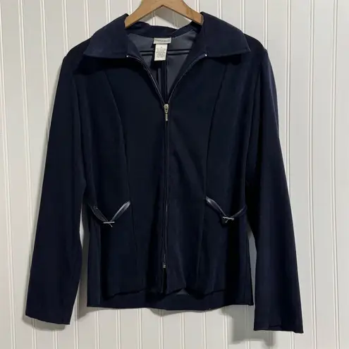 Fashion Bug Vintage Y2K Navy Blue Pant Suit Set Jacket & Trousers Stretch Sz 12