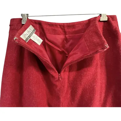 Nine Company Vintage Y2K Skirt 10 Red Fringe Hem Wool Blend Midi Boho Western