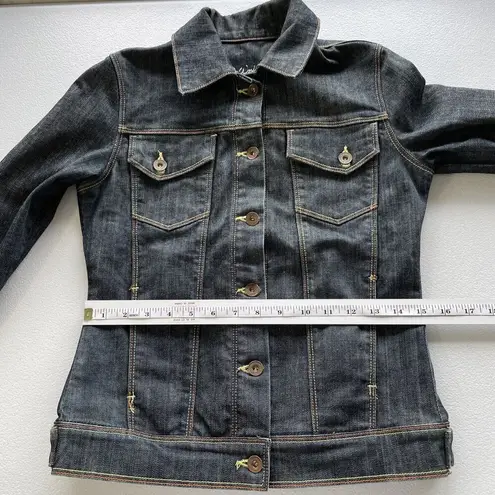 Salt Works Womens S Button Up Fitted Stanton Denim Jacket Long Sleeve Rinse Wash Blue