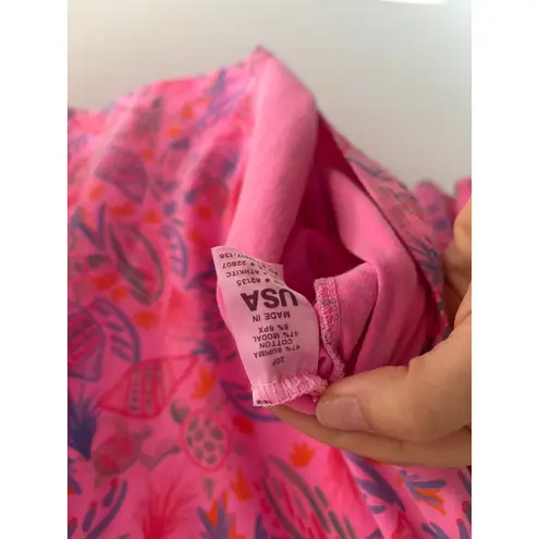 Fresh Produce Top Womens Small Pink 3/4 Sleeve Beachy Coastal Summer Cotton