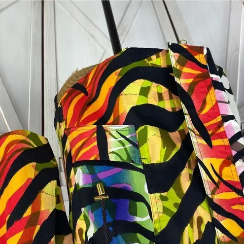 Just B Rainbow Tiger Stripe Flared 3/4 Sleeve Jacket Medium