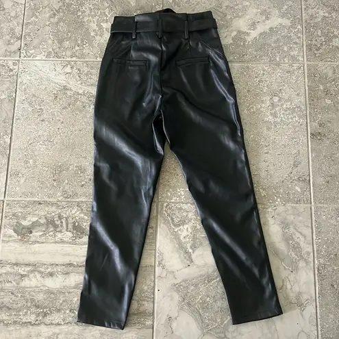 Lucy Paris Faux Leather Pleated Paperbag Waist Pants in Black, NWT, Size XS