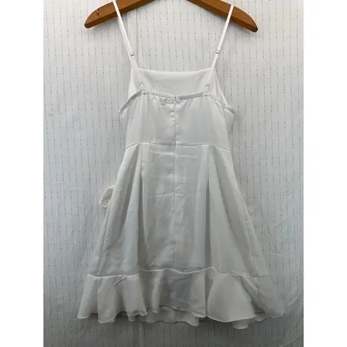 Altar'd State  Wrap Dress Sz S White Ruffled Spaghetti Strap Bow-Tie-Front Flirty