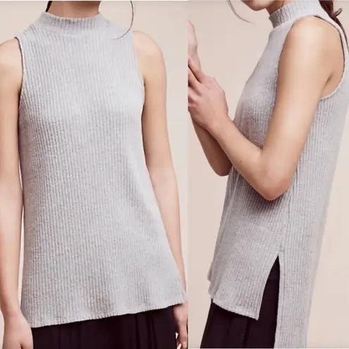 Anthropologie  Ro & De Rib Tunic Tank Top‎ Sleeveless Turtleneck Gray Size Small