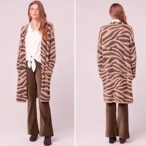 Band of Gypsies Tiger Print  Faux Fur  Duster Cardigan  Size Large Oversized