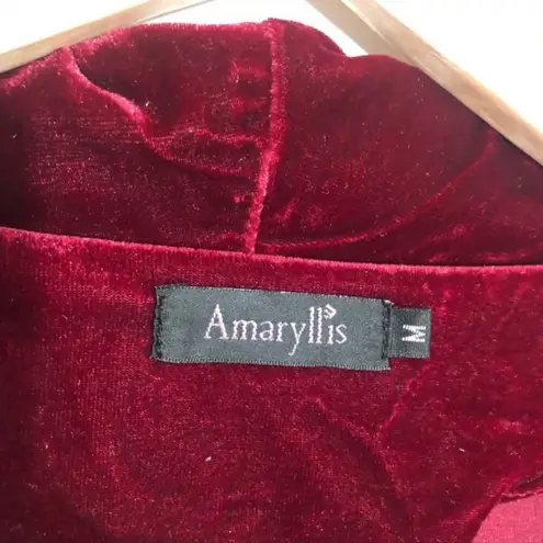 New Amaryllis Velvet Drape Open Front Oversized Burgundy Cardigan Size Medium Red