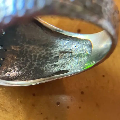 Natural Chrome Diopside Sterling Silver Hammered Ring Size 6