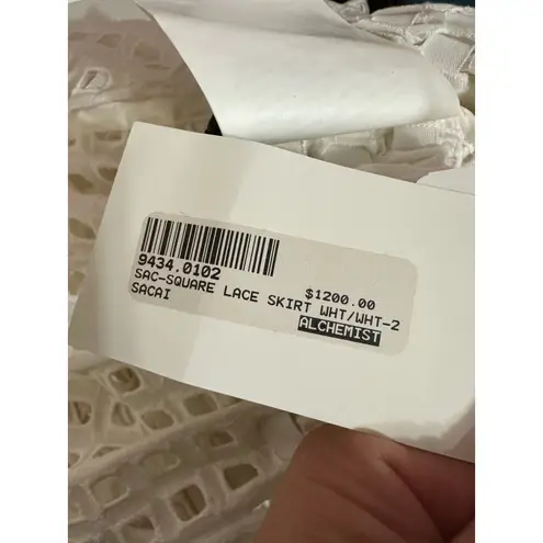 Sacai square lace white woven eyelet fit flare skirt size 2 NEW $1200
