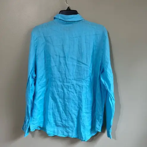 kim rogers  blue button Down L