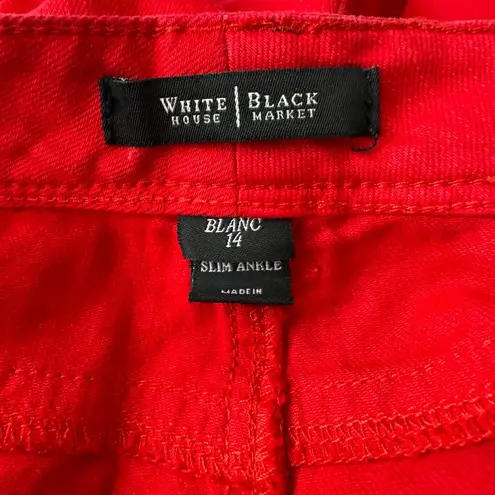 White House | Black Market  SLim Ankle Blanc Red Stretchy Jeans Size 14