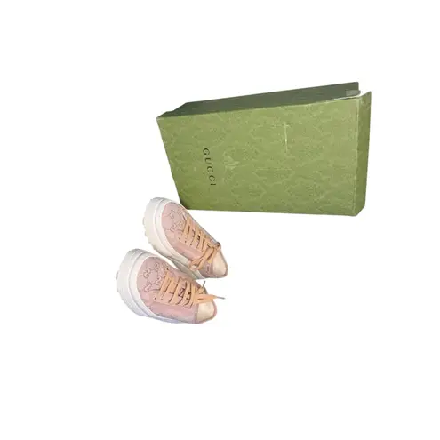 Gucci  NIB Tennis Treck Platform Sneakers in Pink Monogram Canvas Size 39